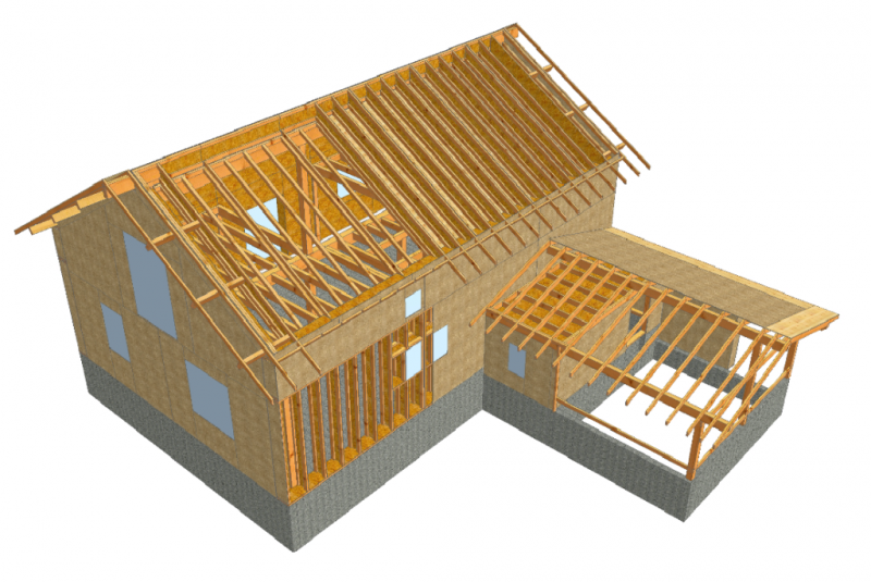 dessin 3D maison embrun paille